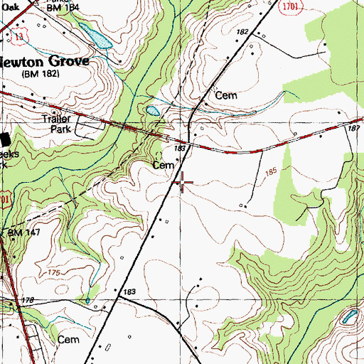 Topographic Map of Township of Newton Grove, NC