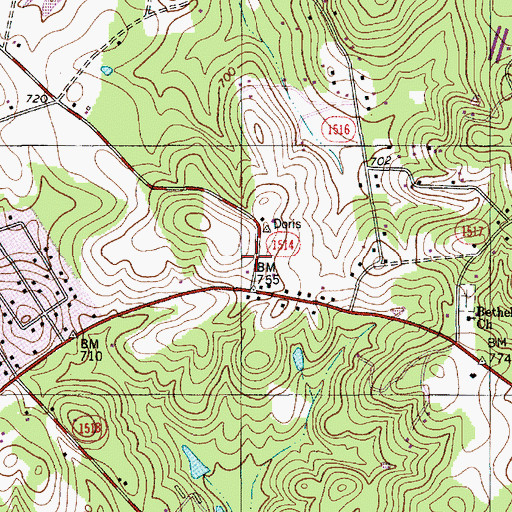 Topographic Map of Township of Harris, NC