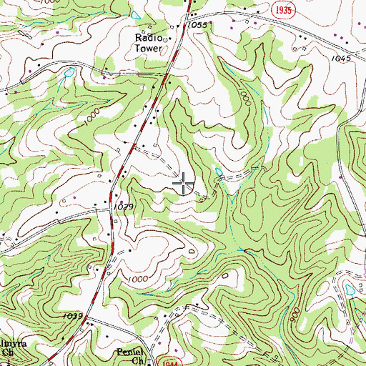 Topographic Map of Township of Meadows, NC