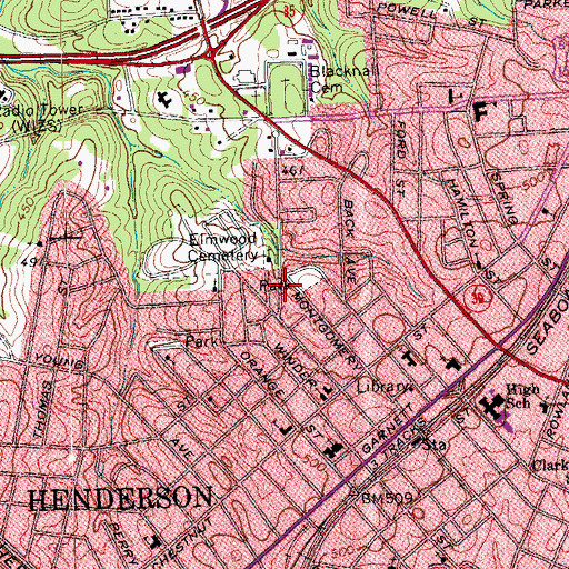 Topographic Map of Township of Henderson, NC