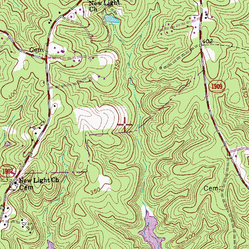 Topographic Map of Township of New Light, NC