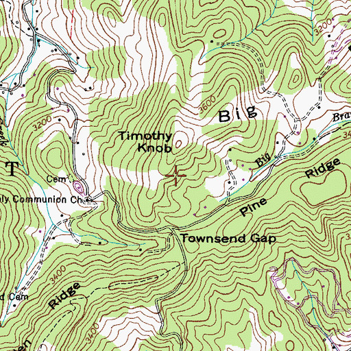 Topographic Map of Township of Watauga, NC