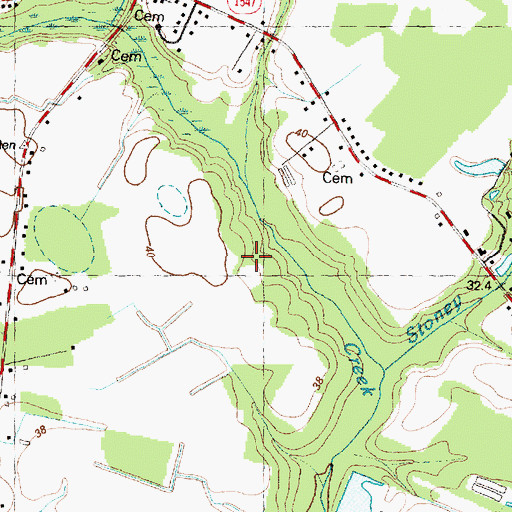 Topographic Map of Township of Stoney Creek, NC