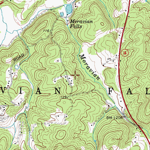 Topographic Map of Township of Moravian Falls, NC