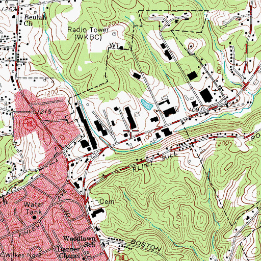 Topographic Map of Township of North Wilkesboro, NC