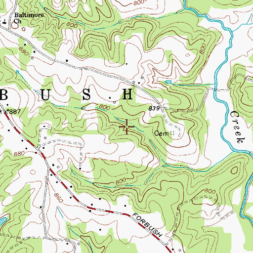 Topographic Map of Township of Forbush, NC