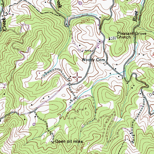 Topographic Map of Township of Brush Creek, NC