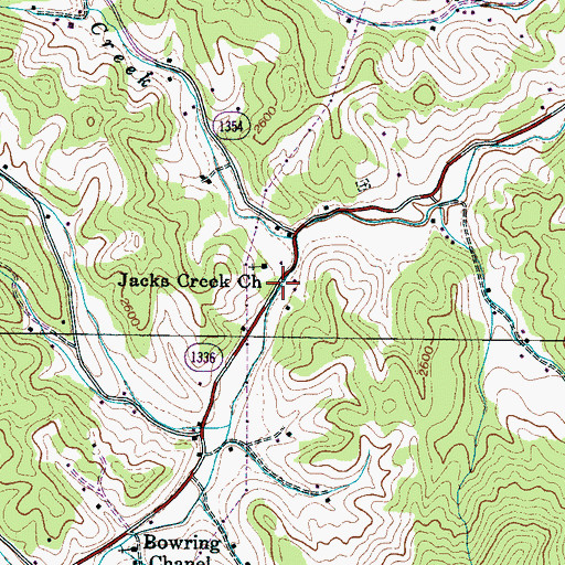 Topographic Map of Township of Jacks Creek, NC