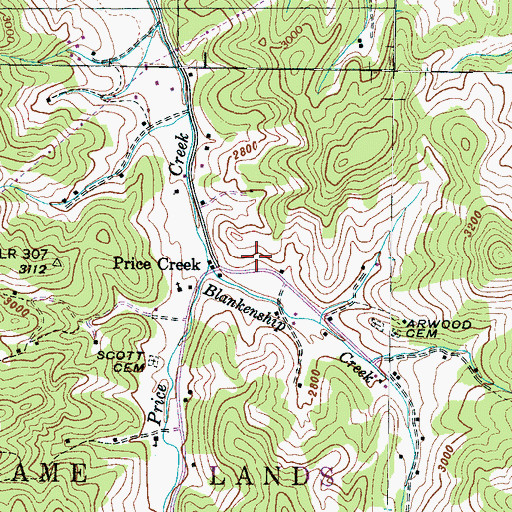 Topographic Map of Township of Price Creek, NC