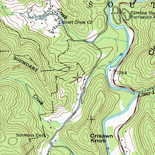 Topographic Map of Township of South Toe, NC