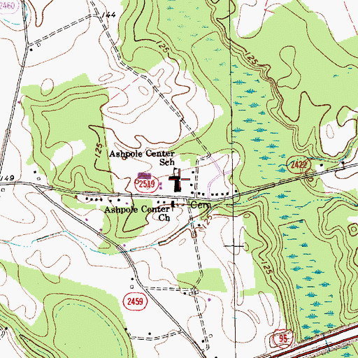 Topographic Map of Ashpole Center School, NC