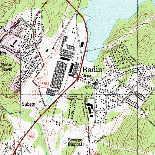 Topographic Map of Badin, NC
