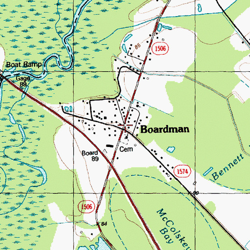 Topographic Map of Boardman, NC