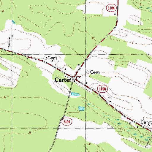 Topographic Map of Carter, NC