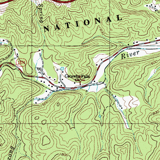 Topographic Map of Catawba Falls Church, NC