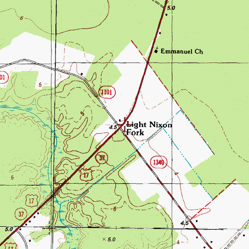 Topographic Map of Light Nixon Fork, NC