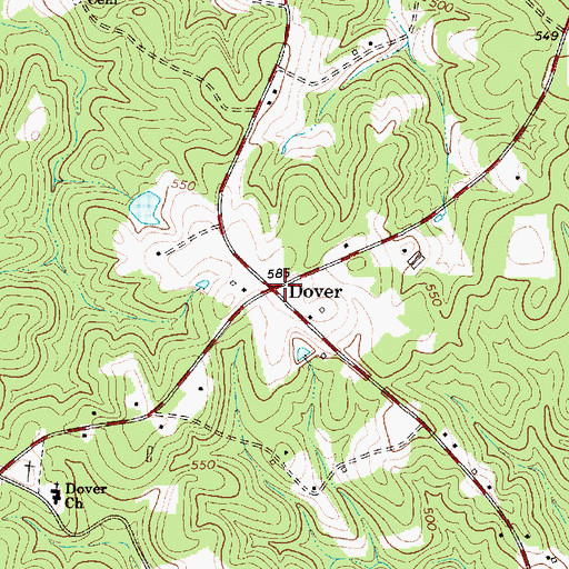 Topographic Map of Dover, NC