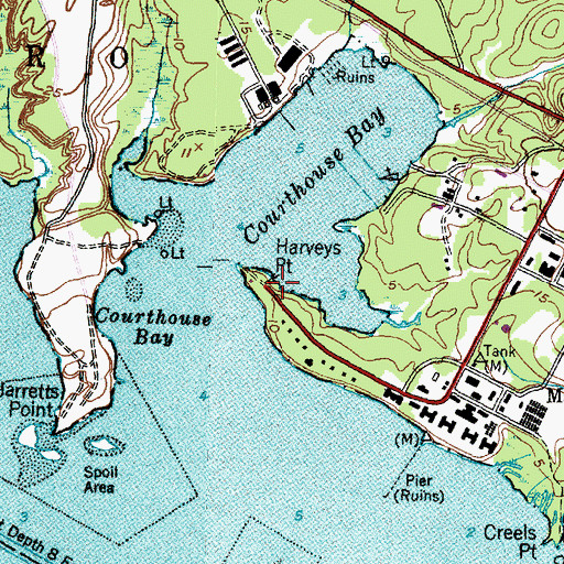 Topographic Map of Harvey Point, NC
