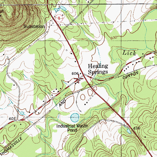 Topographic Map of Healing Springs, NC