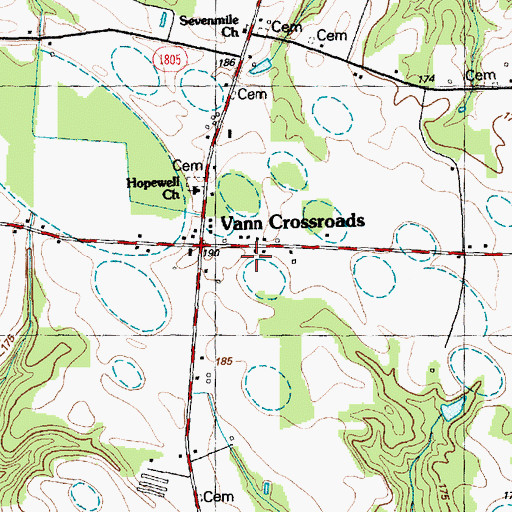 Topographic Map of Herrings Crossroads, NC