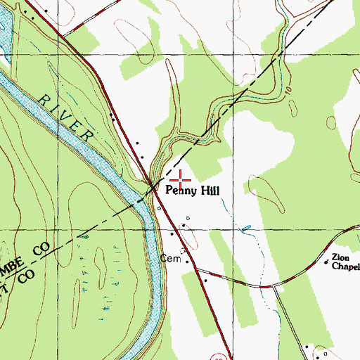 Topographic Map of Penny Hill, NC