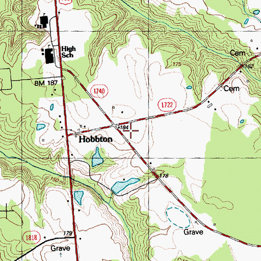 Topographic Map of Hobbton, NC