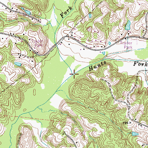 Topographic Map of Hunts Fork, NC