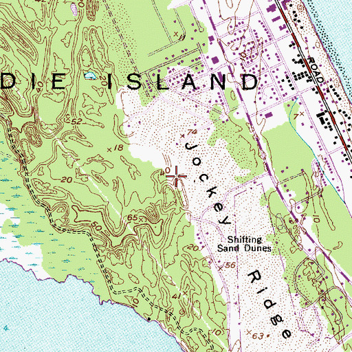Topographic Map of Jockeys Ridge, NC