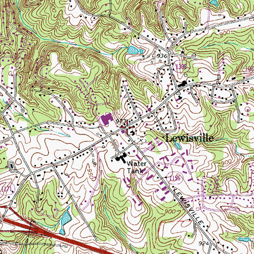 Topographic Map of Lewisville, NC