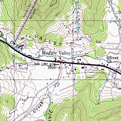 Topographic Map of Maggie Valley, NC