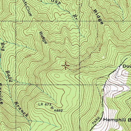 Topographic Map of McClue Ridge, NC