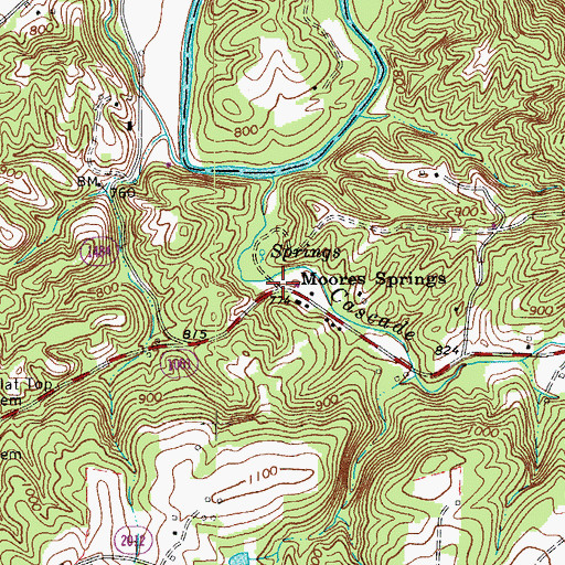 Topographic Map of Moores Springs, NC