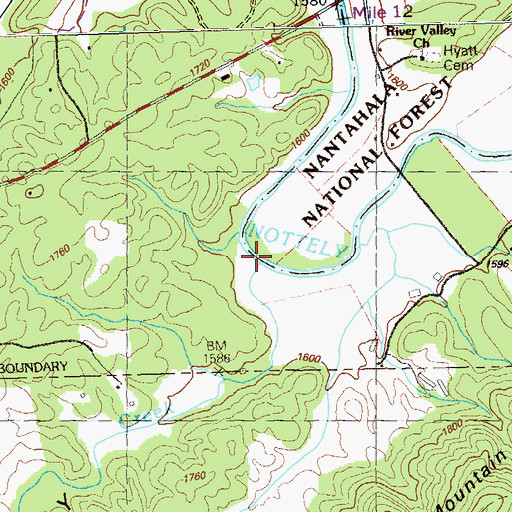 Topographic Map of Owenby Creek, NC