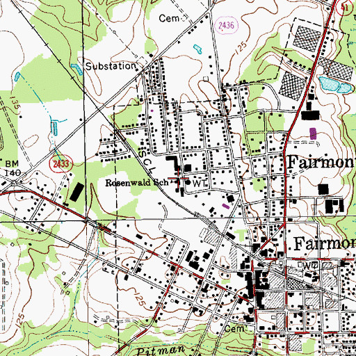 Topographic Map of Rosenwald School, NC