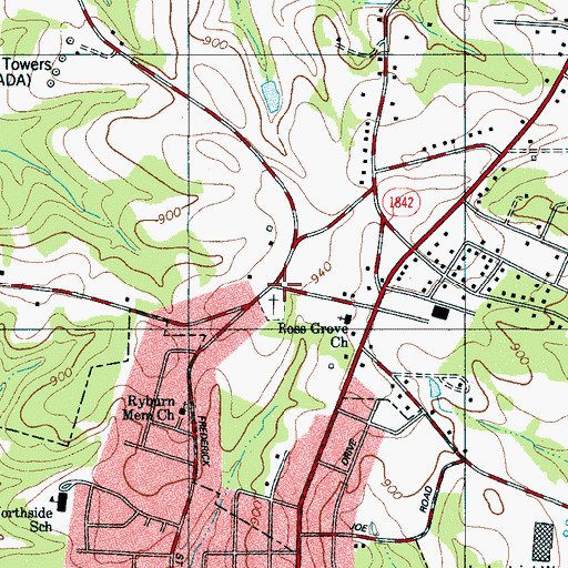 Topographic Map of Ross Grove Church, NC