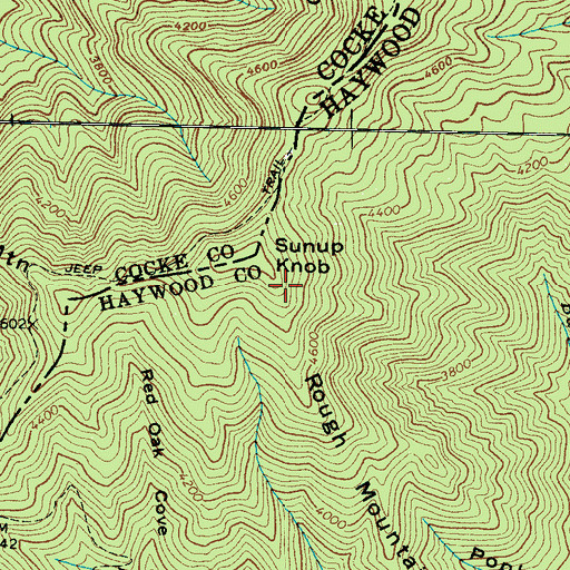 Topographic Map of Rough Mountain, NC