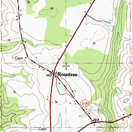 Topographic Map of Rountree, NC