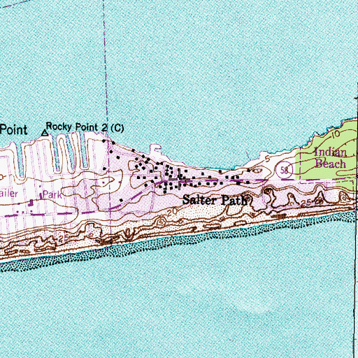 Topographic Map of Salter Path, NC