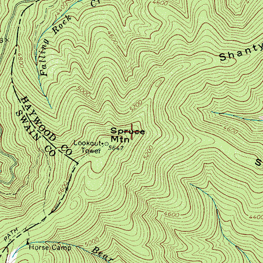 Topographic Map of Shanty Mountain, NC