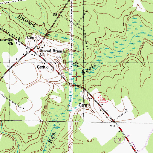 Topographic Map of Snowd Branch, NC