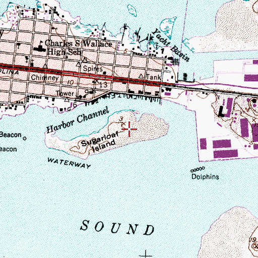 Topographic Map of Sugarloaf Island, NC