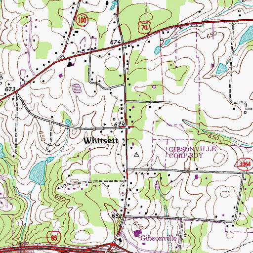 Topographic Map of Whitsett, NC