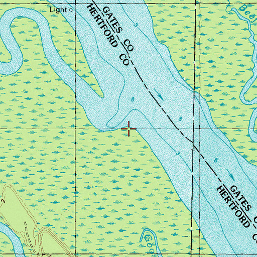 Topographic Map of Wiccacon River, NC