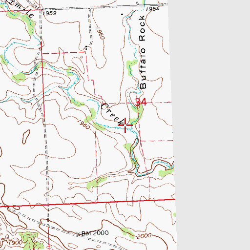 Topographic Map of Buffalo Rock Coulee, ND