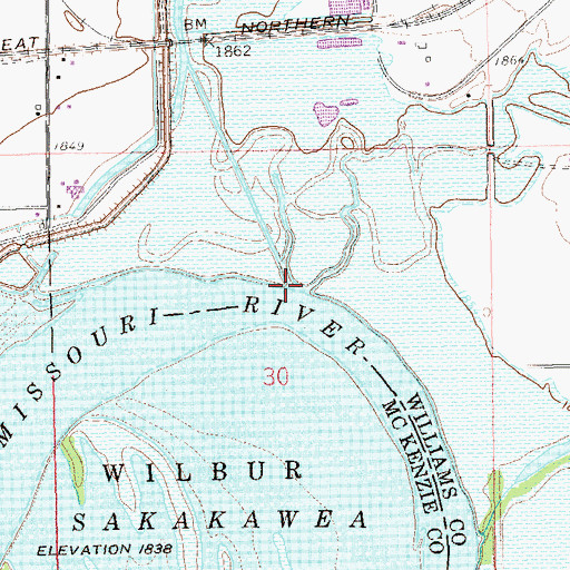 Topographic Map of Little Muddy River, ND