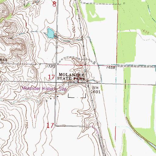 Topographic Map of Molander State Park, ND