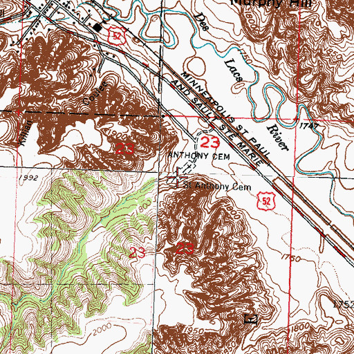 Topographic Map of Saint Anthony Cemetery, ND