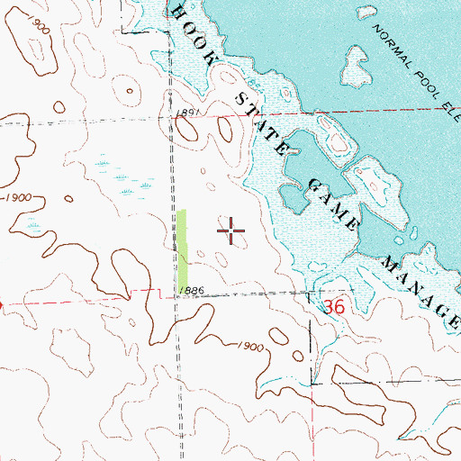 Topographic Map of Van Hook State Game Management Area, ND