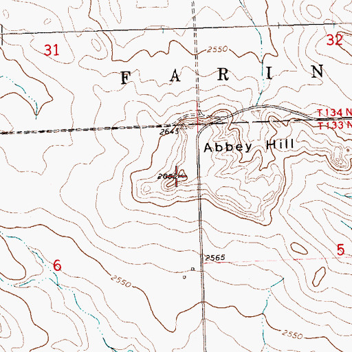 Topographic Map of Abbey Hill, ND