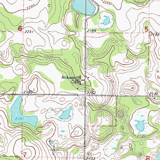 Topographic Map of Ackworth Cemetery, ND